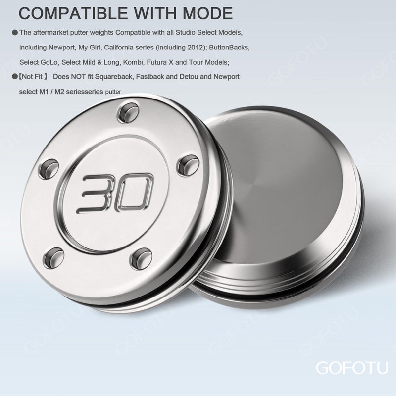 Gofotu 2pcs 30g Golf Custom Weights Compatible with Titleist Scotty Cameron Golf Club Putters Newport No Painting (2pcs 30g) - Image 3